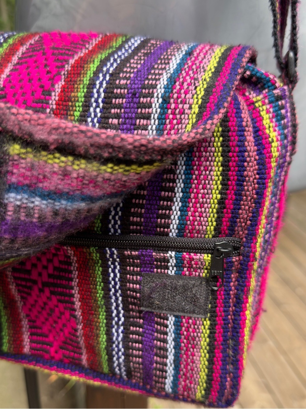 Colorful Woven Boho Crossbody Shoulder Bag Multicolor Striped Textile Purse - Picture 4 of 8